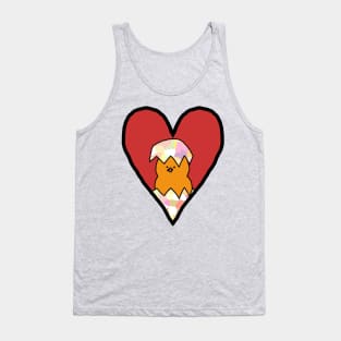 Funny Easter Baby Chicken in Red Heart Tank Top